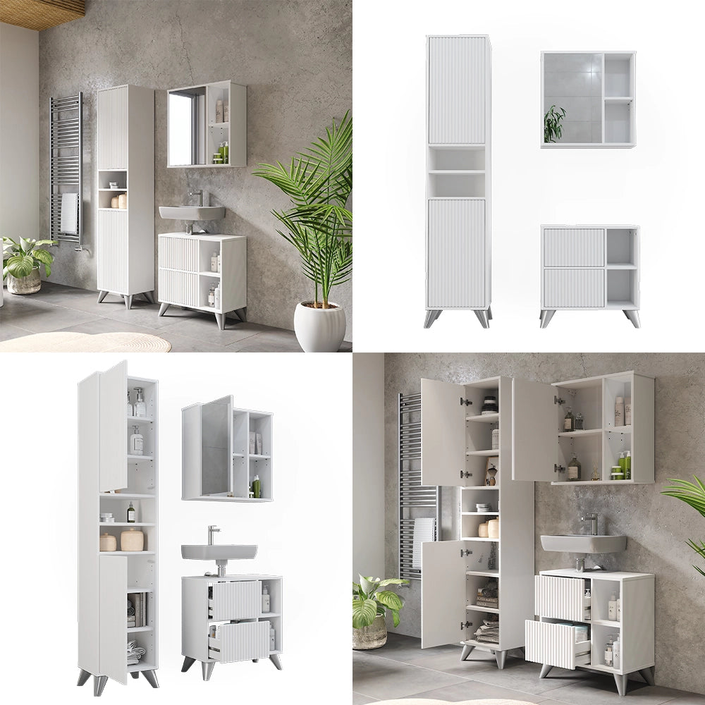 Vicco Set di mobili da bagno Bianco 3 parti