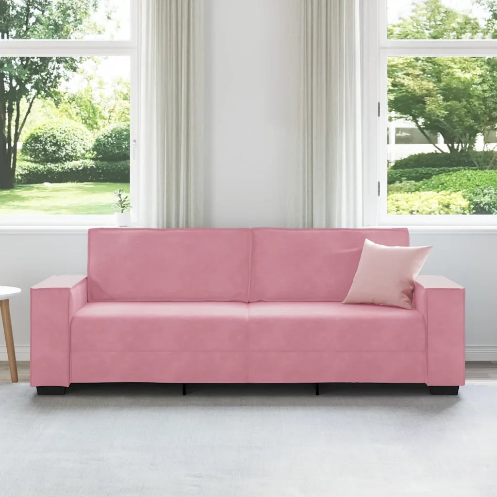 Divano | Divano da soggiorno | Sofa a 3 Posti rosa 220x78x84 cm in Velluto