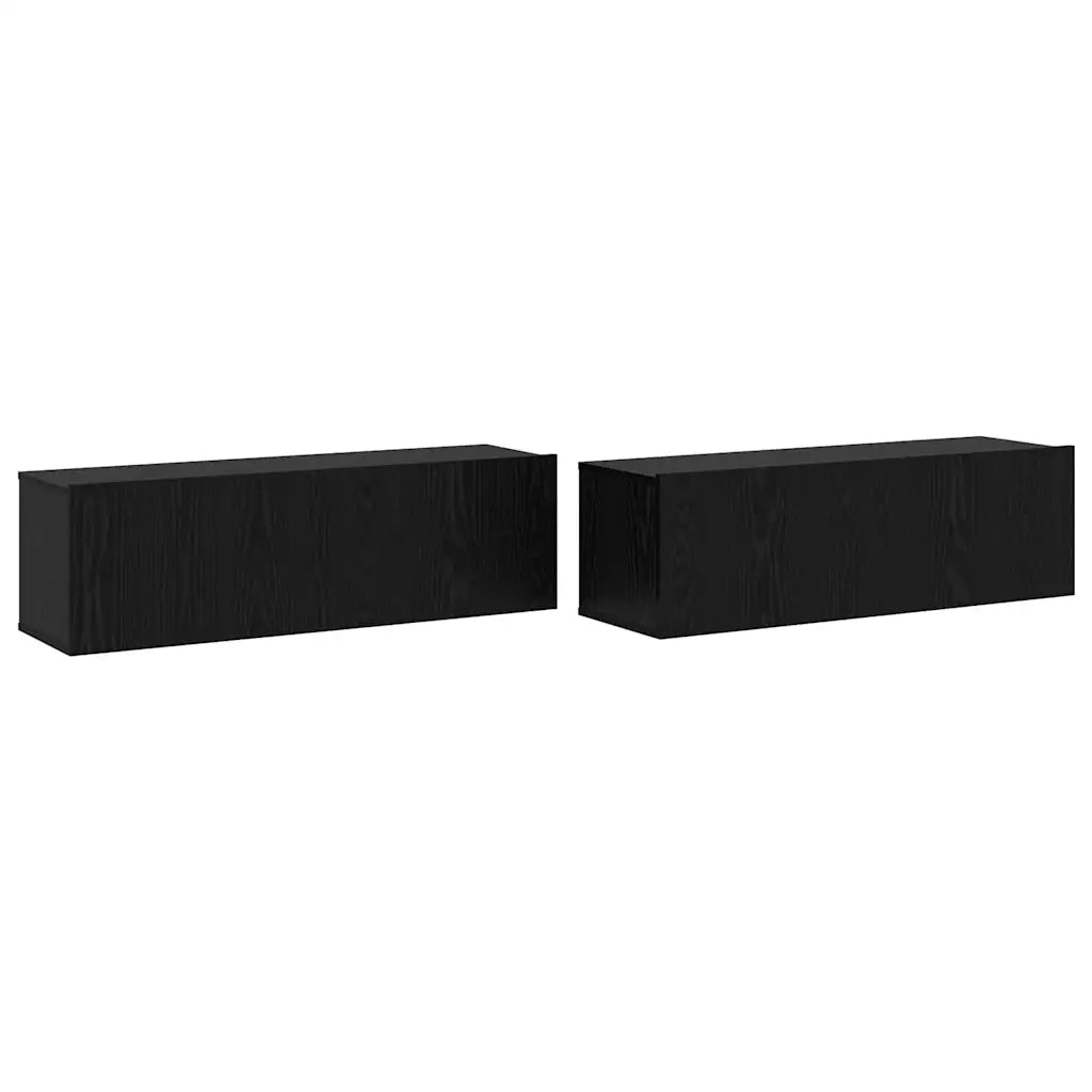 Set mobile TV 3 pz-Set di 3 Credenza per TV Rovere Nero Legno multistrato 980454