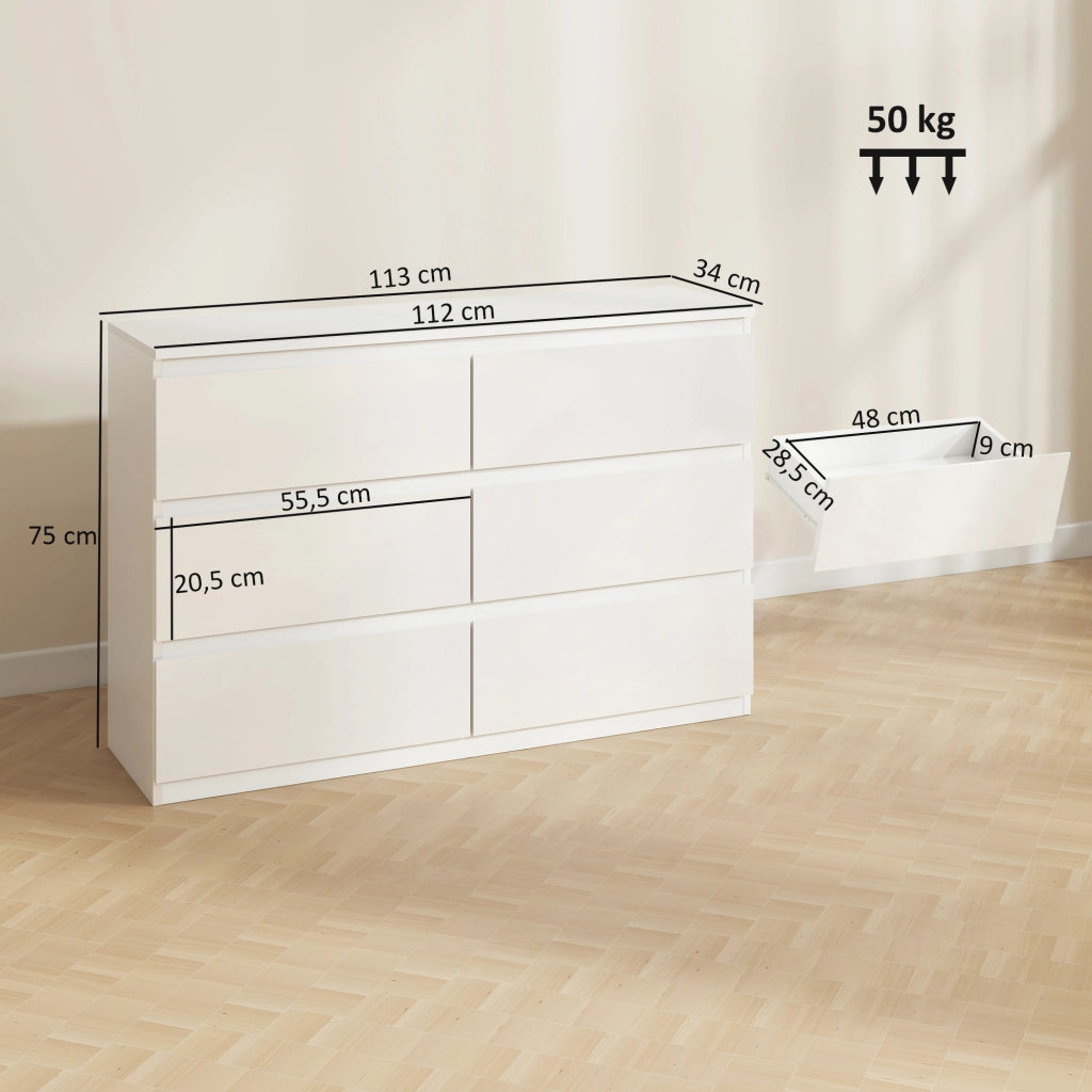 Cassettiera 3 Cassetti ¨C Xylo ¨C Bianco Moderno Camera Letto Soggiorno Mobile Contenitore Legno