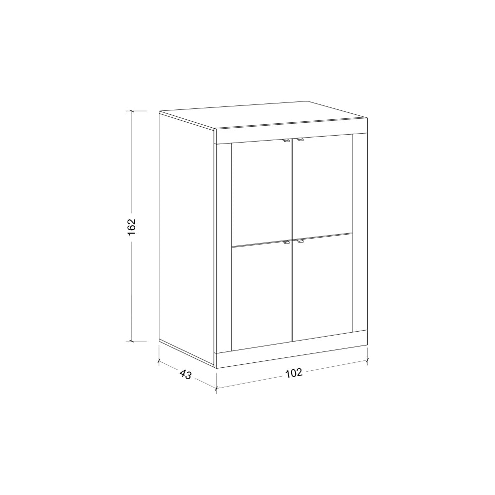 Mobile Contenitore a 4 ante Linea BASIC L 102 x H 162 x P 43, realizzato in legno 100% MADE IN ITALY, design moderno per cucina, sala da pranzo, soggiorno