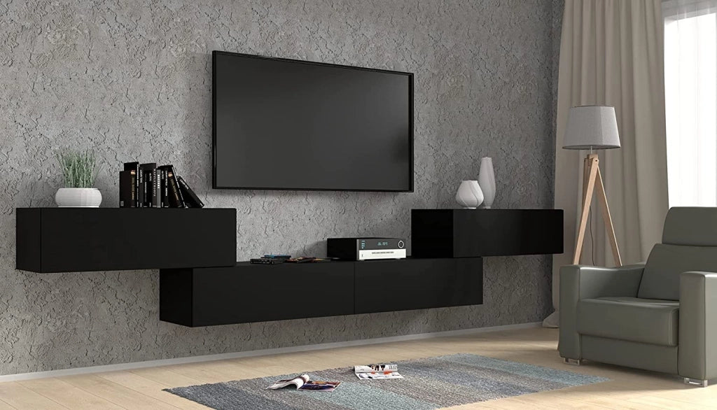 MOBILE TV PORTA TV STAND TV SOGGIORNO BINGO 120x40x30cm NERO OPACO