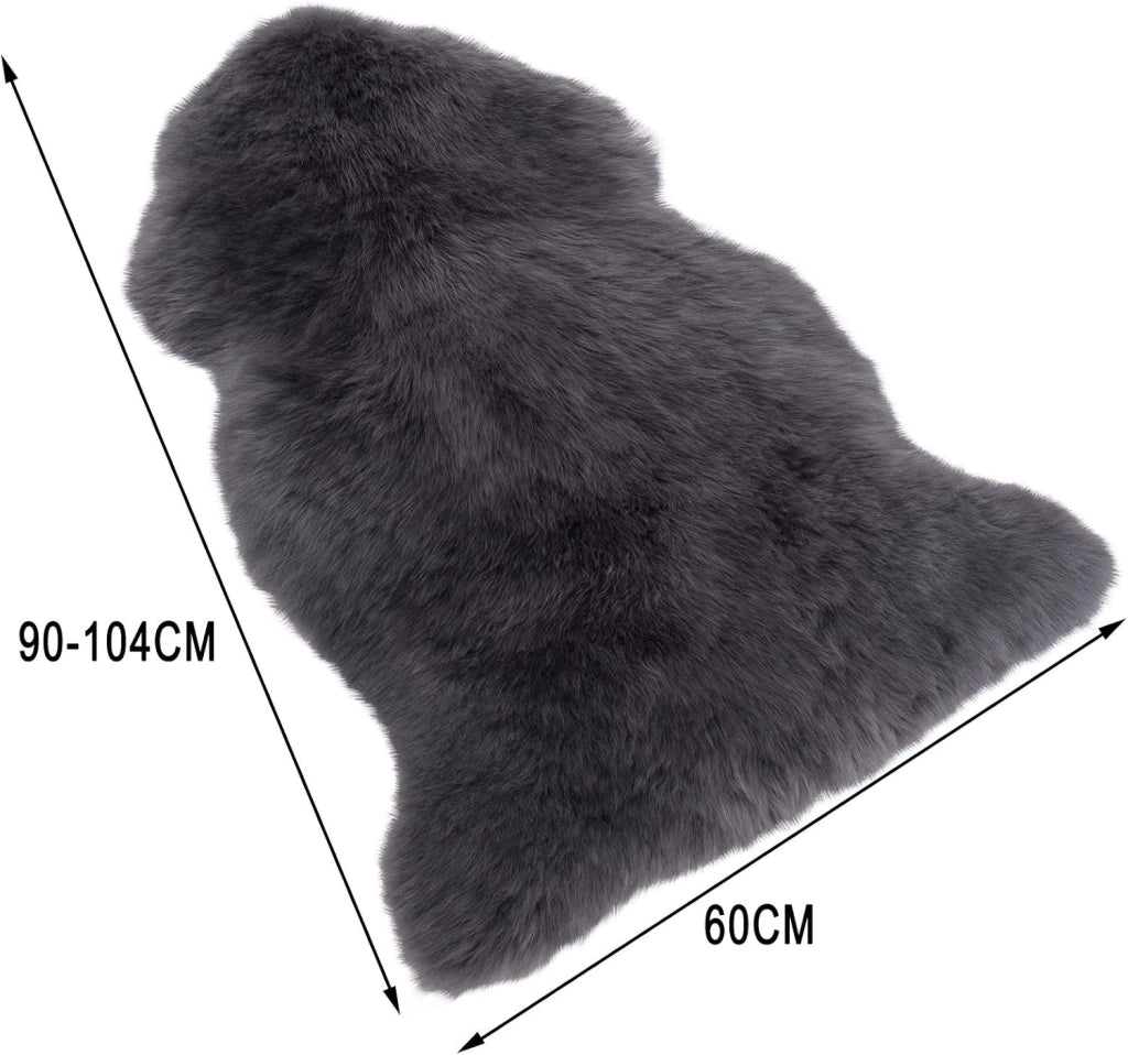 Tappeto ecologico in pelliccia di agnello, vera pelliccia naturale morbida e fluttuante, adatto per soggiorno, camera da letto, stanza dei bambini, grigio, (100-110) x65 cm