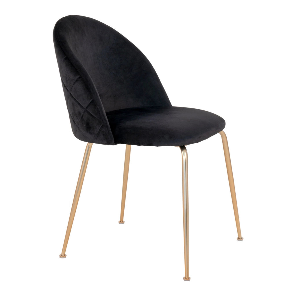 Set 2 sedie da pranzo Geneve in velluto nero con gambe effetto ottone