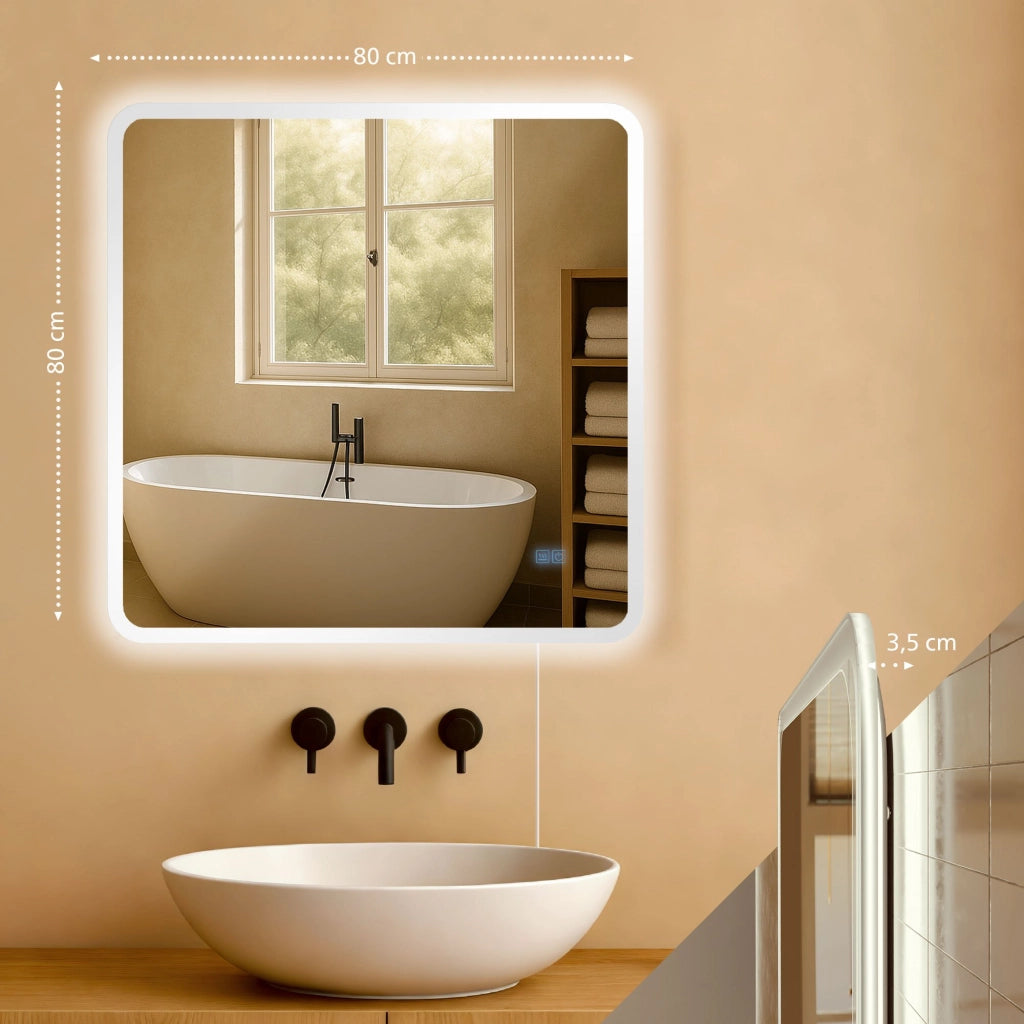 Specchio da bagno Jericho 80x80 senza Bluetooth