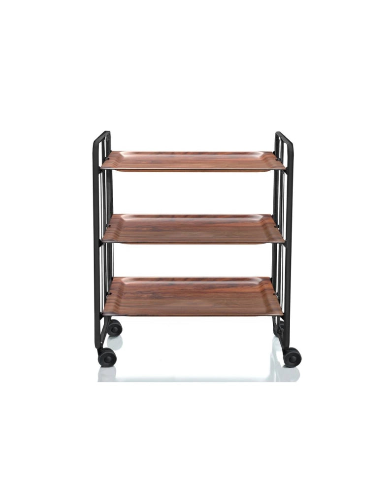 Carrello da cucina pieghevole nero con ruote BAUHAUS 3 ripiani