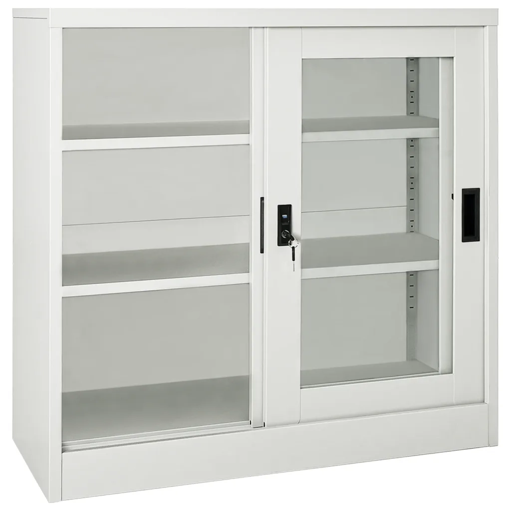 Armadio con Ante Scorrevoli Grigio Chiaro 90x40x90cm in Acciaio cod mxl 46136