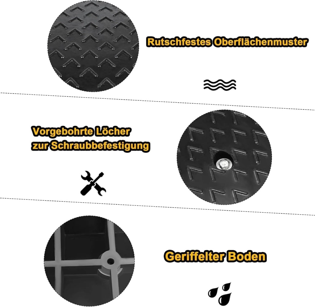 Set di 4 rampe per soglia in gomma, 10 cm, portatili, con superficie antiscivolo, per auto, sedia a rotelle
