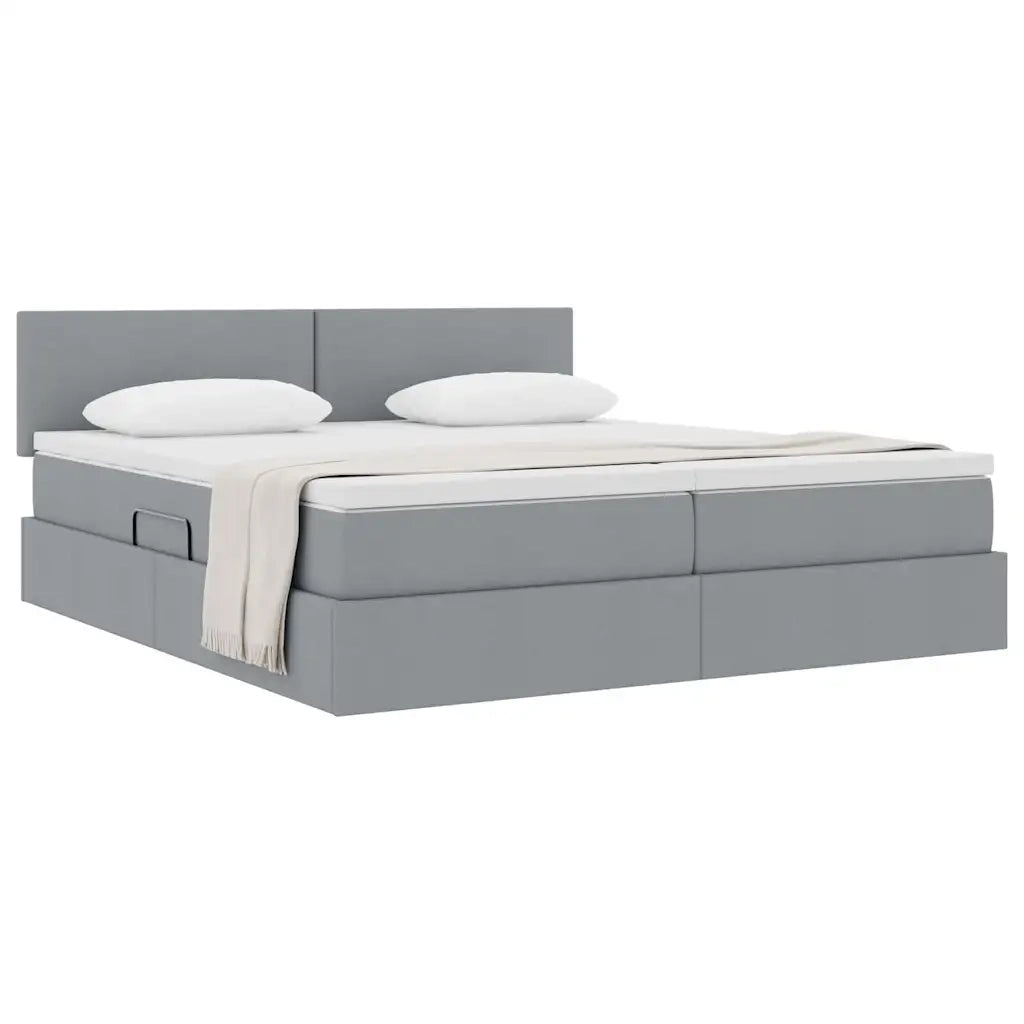 Letto con Contenitore con materasso Grigio chiaro 200 x 200 cm 3370919