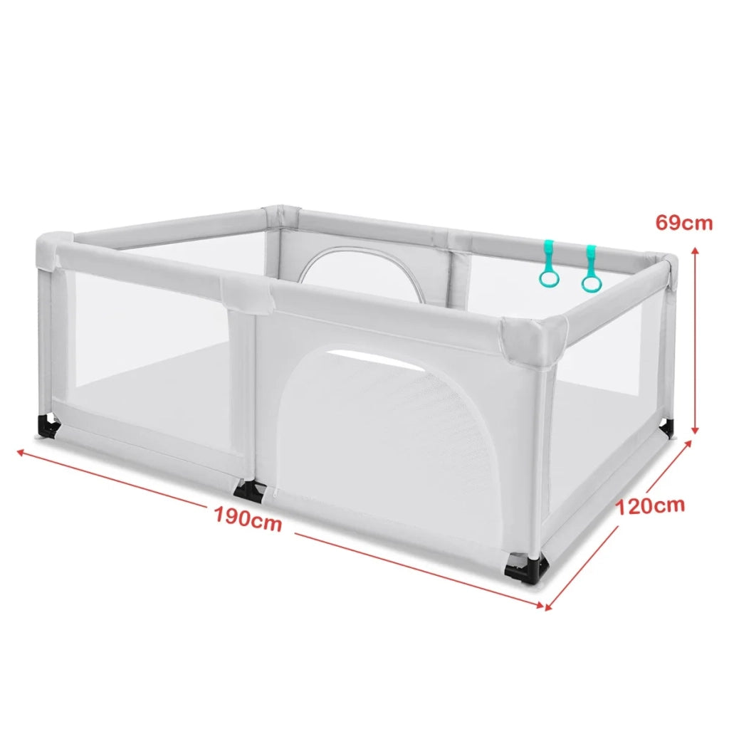 Baby Playpen Activity Centre with 50 Balls & Breathable Mesh Zipper Door-Grey