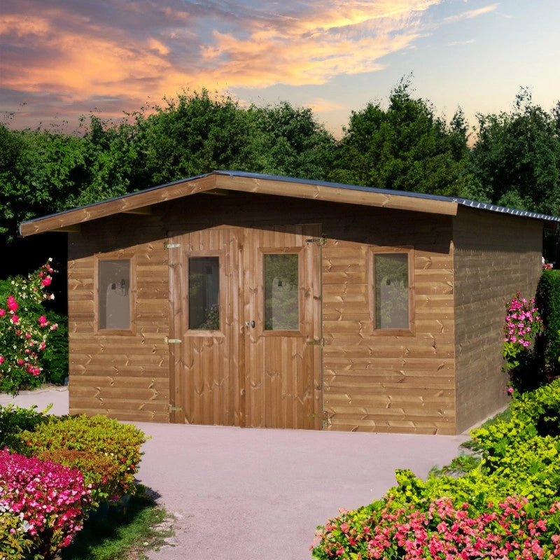 Casetta da giardino in legno 400x400 cm – Legno termotrattato 28 mm – Tetto zincato – THA4040.02T Foresta