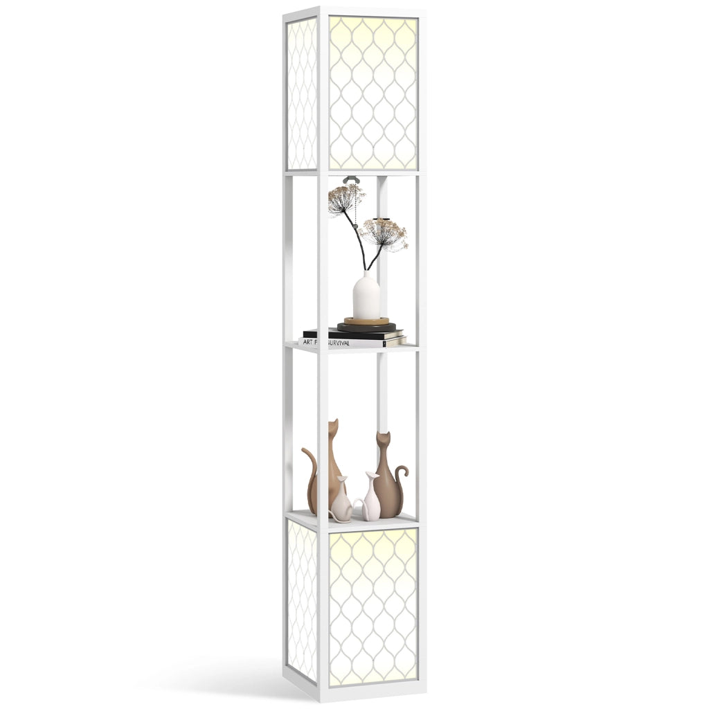 Lampada da Terra con Scaffale ¨C Minimal ¨C Bianco 26x26x156 cm
