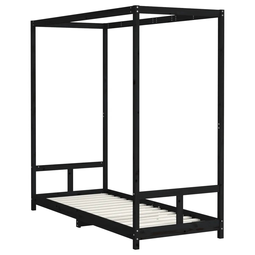 Giroletto per Bambini-Struttura Letto Bambini Nero 80x200 cm in Legno Massello di Pino 144498