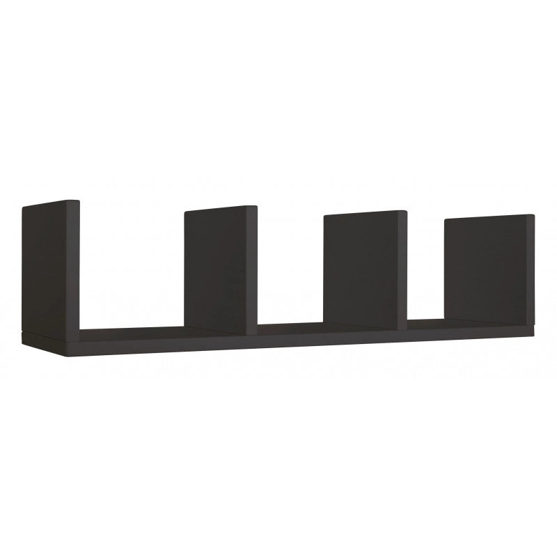 Mensola da Muro, Libreria Sospesa, Libreria da Parete, Scaffale da Parete, Nero, 25,5x93 p23,7 cm - Libreria Pettine