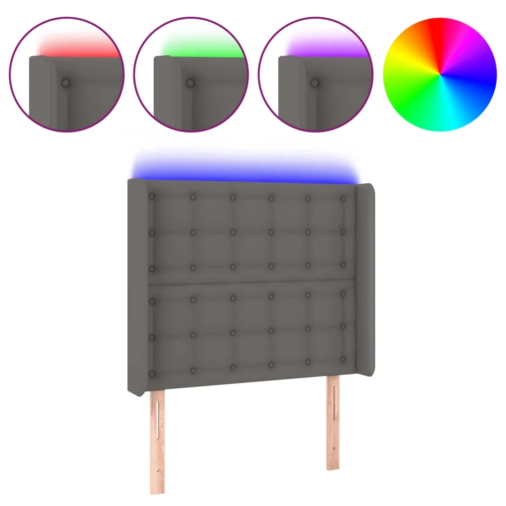 Testiera a LED-Testata con LED Grigio 103x16x118/128cm in Similpelle 250050