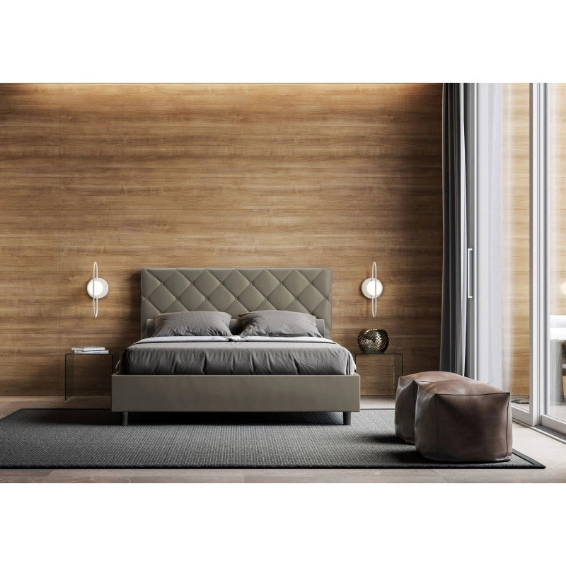 Letto imbottito Matrimoniale 170x190 cm Priya - Similpelle,Cappuccino,Con rete