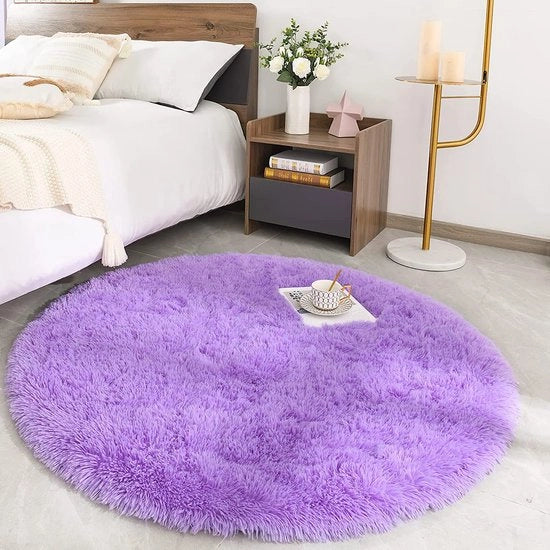 Tapijt superzatto, a forma rotonda, per soggiorno, morbido e shaggy, con superficie soffice, per area relax, per camera da letto, morbidi tappeti, super morbido, tappeto morbido per bambini (blu, 150 x 150 cm)
