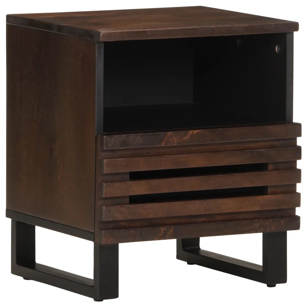 Set di 2 Comodini | Armadio da Notte | Mobiletto da notte 40x34x46 cm in Legno Massello di Mango