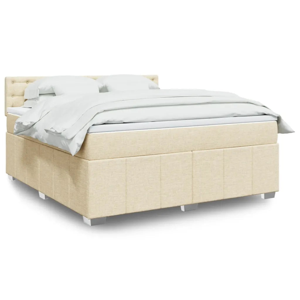 vidaXL Giroletto a Molle con Materasso Crema 180x200 cm in Tessuto