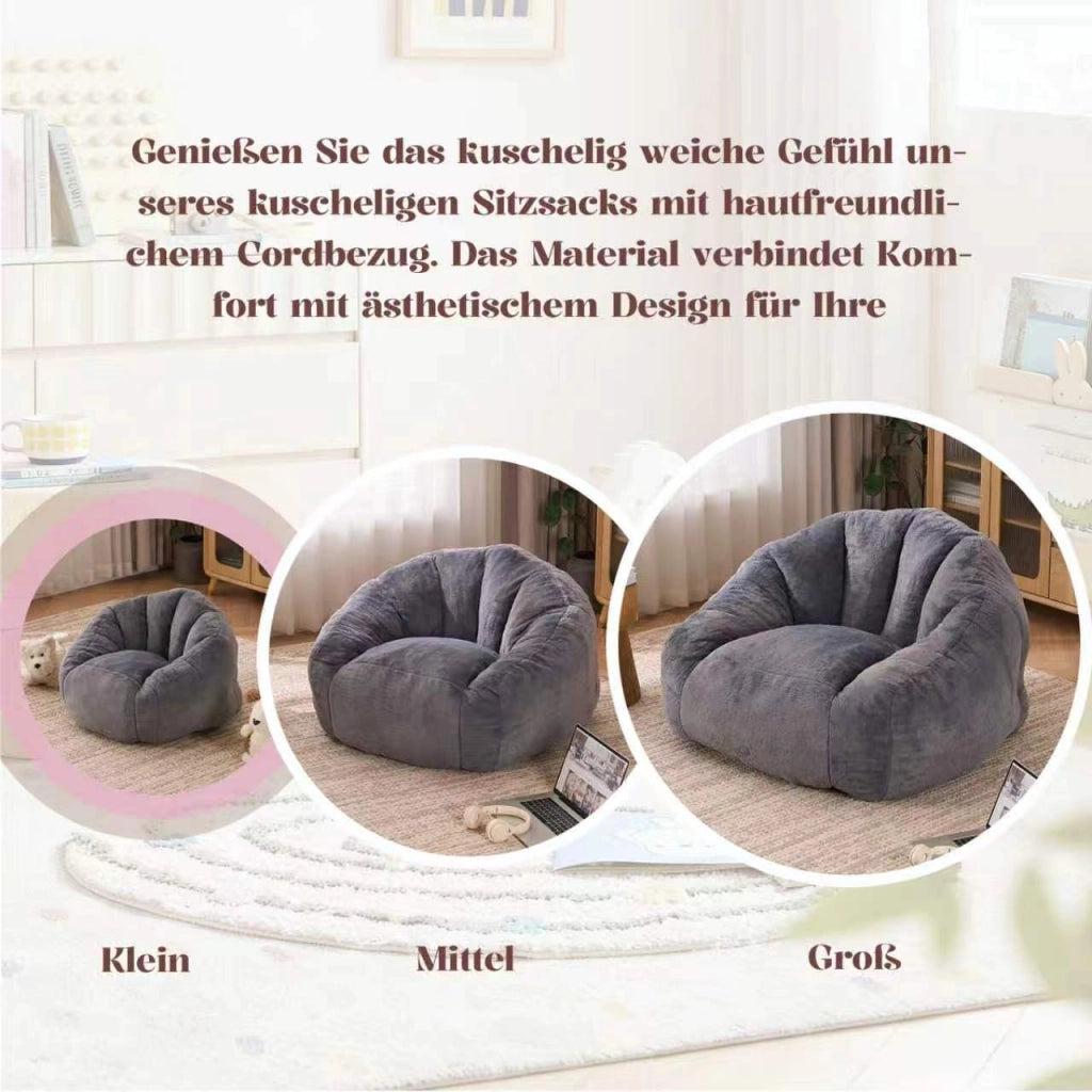 Poltrona pouf morbida - con forma ergonomica avvolgente - in poliestere - grigio