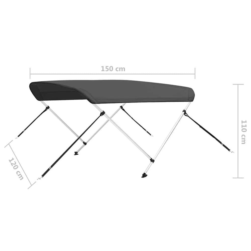 2-Bow Bimini Top Anthracite 150x120x110 Cm