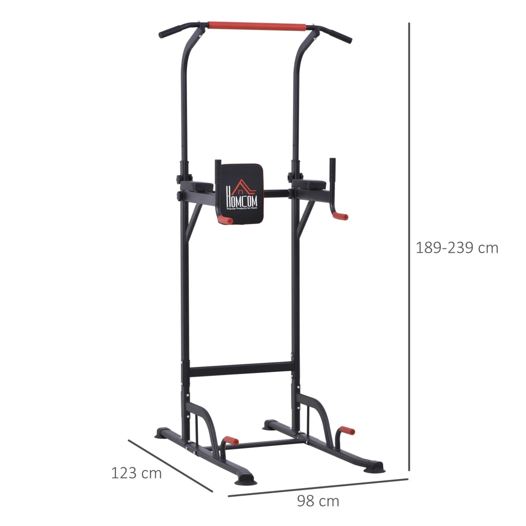 EasyComfort Barra per Trazioni Power Tower Stazione Fitness Multifunzione Regolabile 189-239cm in Acciaio Nero Rosso