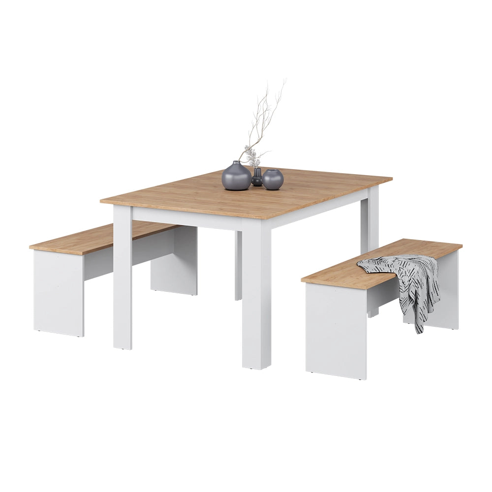 Vicco Set di panche ad angolo Rovere bianco/dorato 137.6 x 92.8 cm con 2 panche