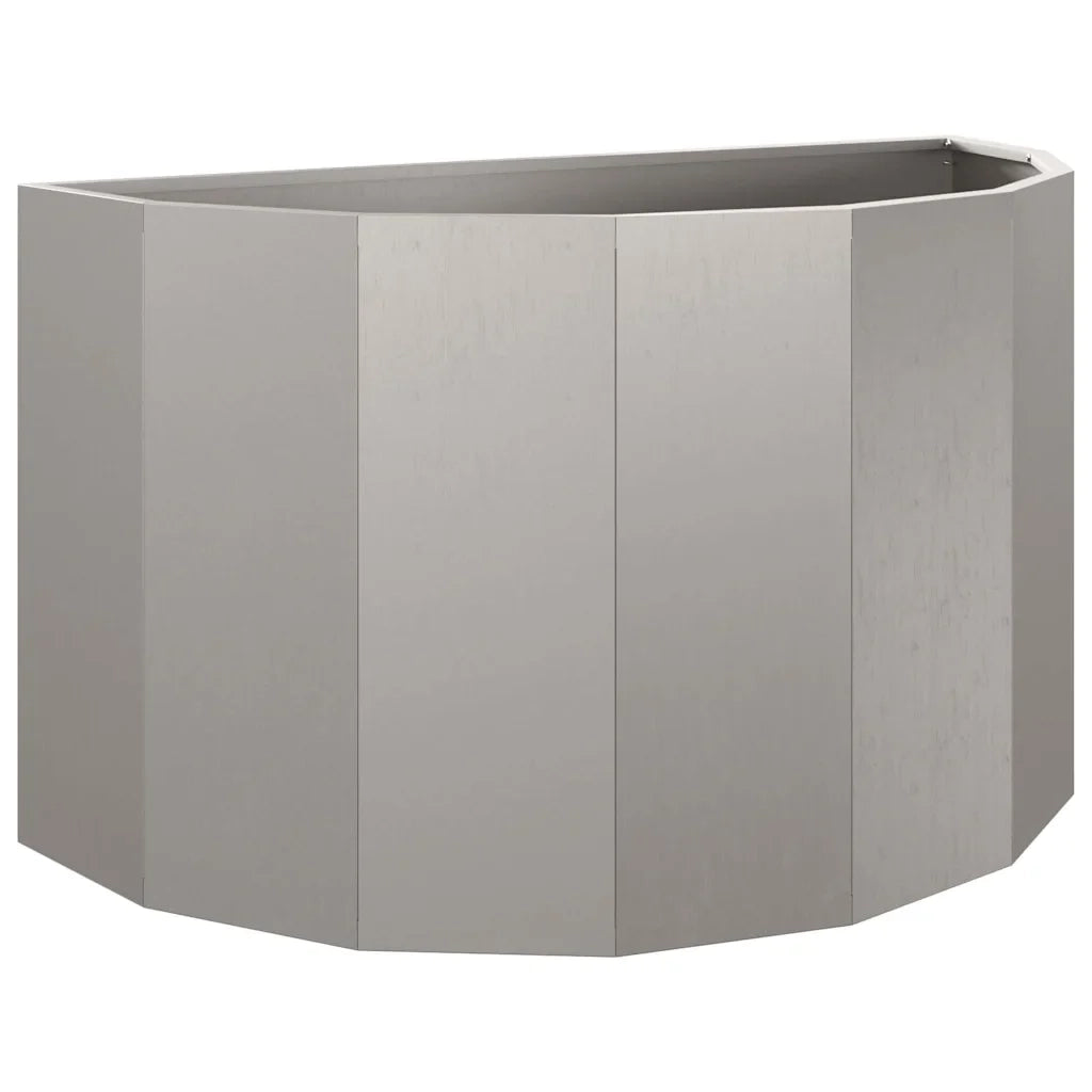 Fioriera semicircolare moderna per esterni 90 x 45 x 50 cm stile contemporaneo in acciaio arrugginito 02_0052956