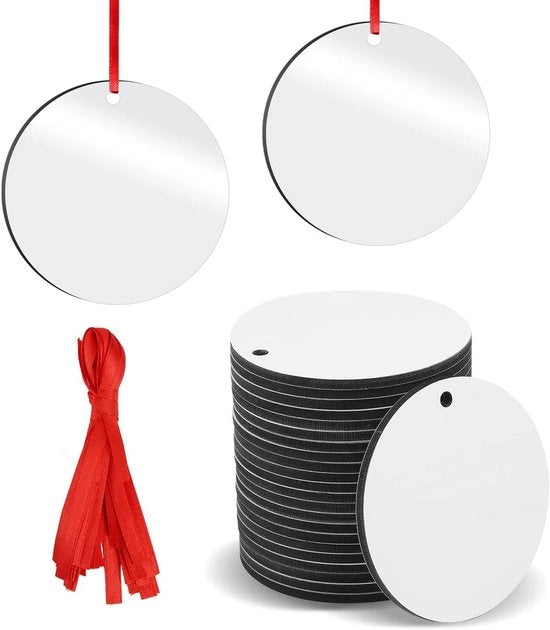 20 Hanger Sublimazione - Ornamenti per DIY di MDF Rond, Personalizzabili, per Halloween e Natale