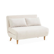Divano letto in tessuto bouclé, 2 posti, crema
