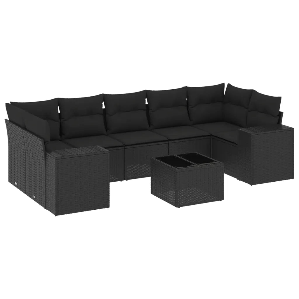 Set Divani da Giardino con Cuscini 8 pz Nero in Polyrattan 3254672