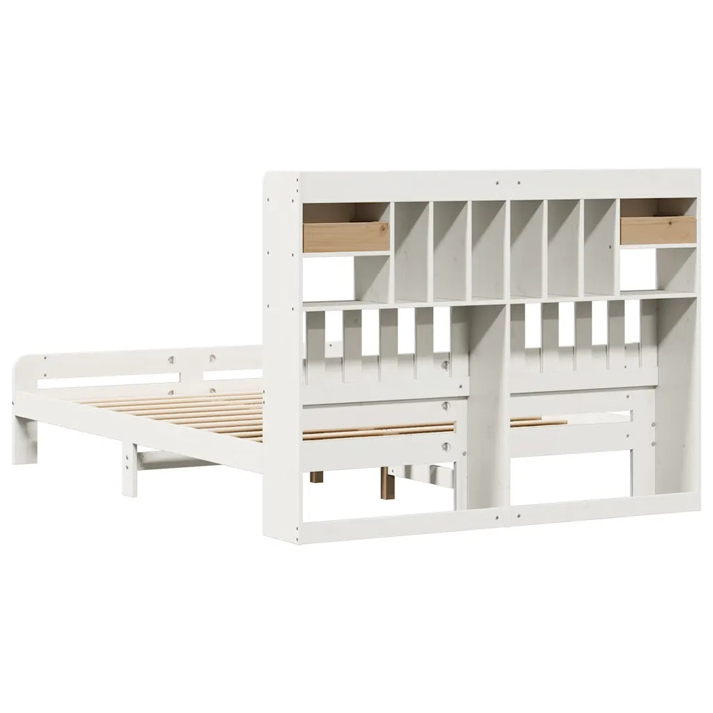 Letto Libreria senza Materasso Bianco 150x200 cm Legno di Pino 3308880