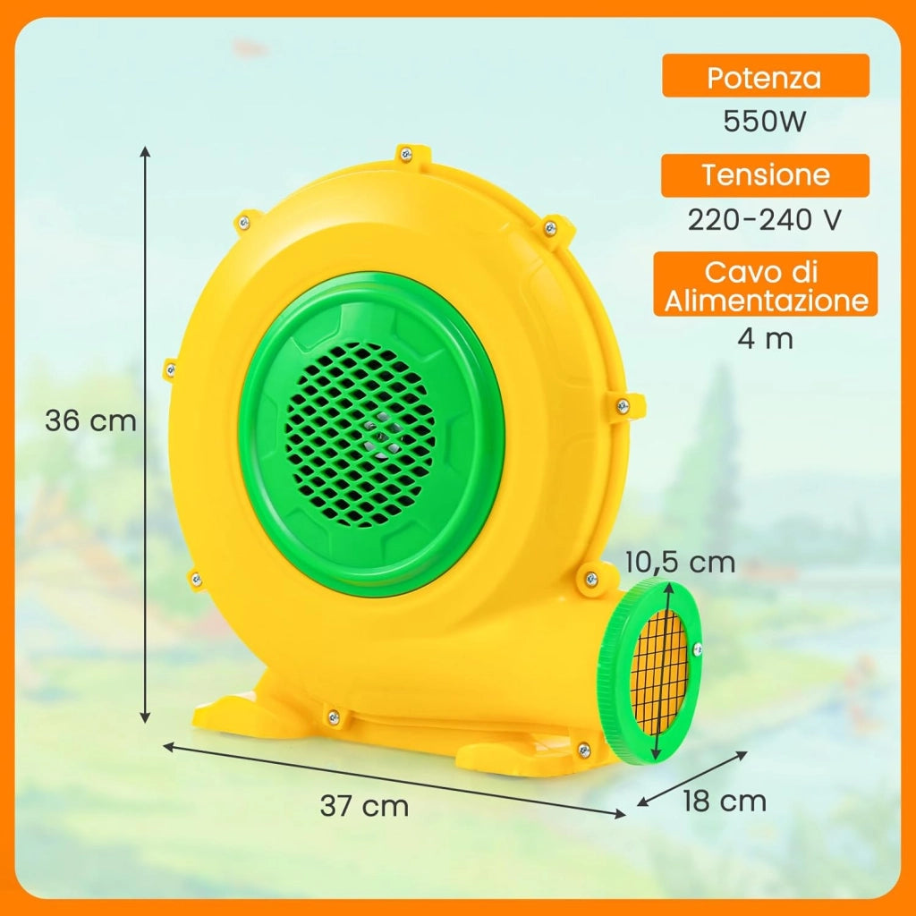 Ventilatore di Aria del Castello Gonfiabile, Soffiatore per Giochi Gonfiabili con Cavo di Alimentazione, per Castello Gonfiabile, Scivolo Acquatico e Giochi Gonfiabili (550W)