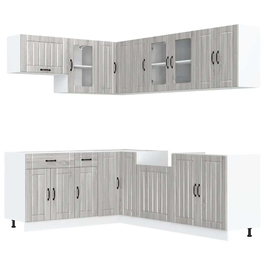 vidaXL Set Mobili da Cucina 11 pz Lucca Grigio Sonoma in Truciolato