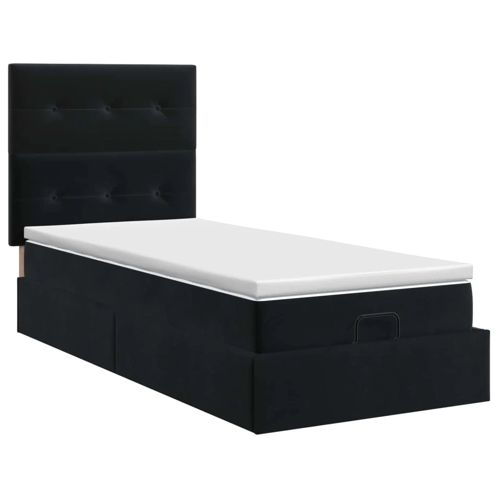 Letto ottomano con materasso Nero 80 x 200 cm Velluto 3457685