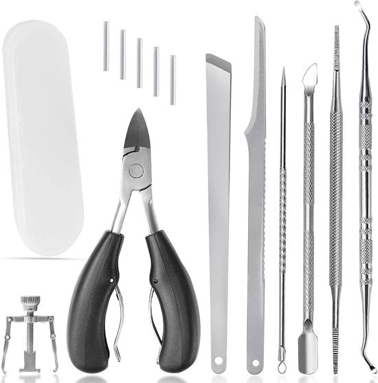 Set di cura per unghie ingrossate, trattamento professionale per i piedi con contenitore di conservazione.
