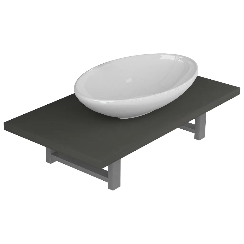 Set Mobili da Bagno | Armadio da bagno 2 pz Ceramica Grigio