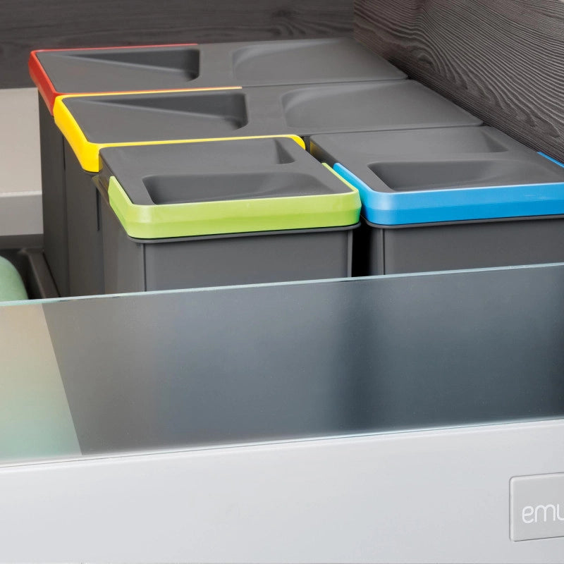 Base per cassetto da cucina Recycle, 2 scomparti, modulo 600 mm, Grigio antracite Tecnoplastica