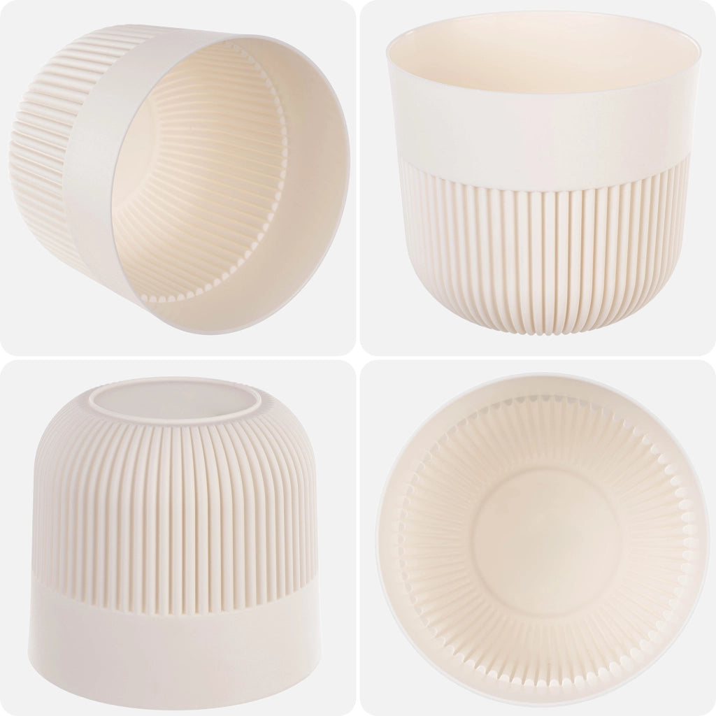 Vaso da fiori KADAX, Coprivaso, 13 cm, Plastica, Rotondo, A coste, Pianta