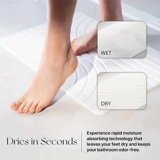 Mat di Diatomea per Bagno - Super Assorbente e Sbiancante, Rapido asciugamento, Antiscivolo per la Stanza da Bagno
