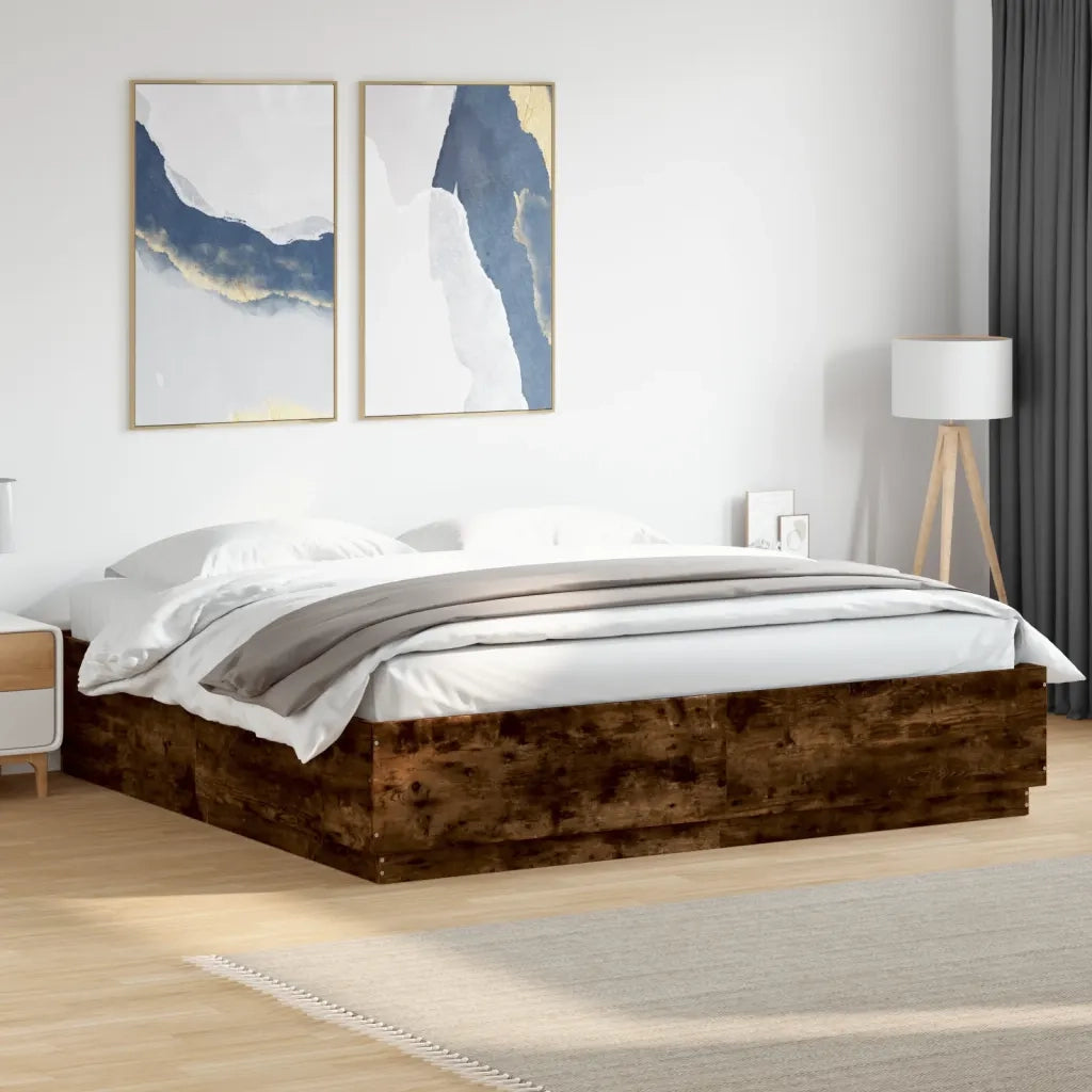 Giroletto con Luci LED Rovere Fumo 200x200 cm Legno Multistrato 3209587