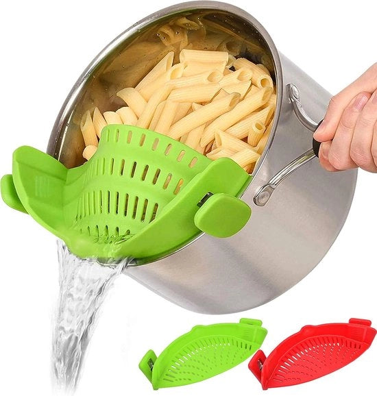 Set di 2 Siepi in Silicone, Clip On, Resistenti al Calore, per Risciacquare Mani, Pasta, Spaghetti, Carne Macinata, Universale per Tutti i Tipi di Piatto