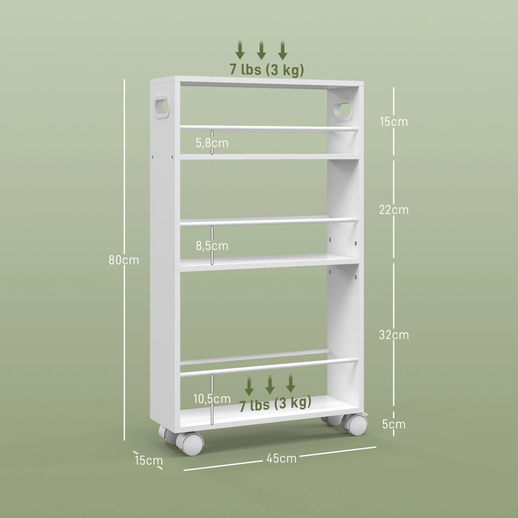 Carrello portautensili con ruote ¨C zephmum ¨C 45x15x80 cm bianco