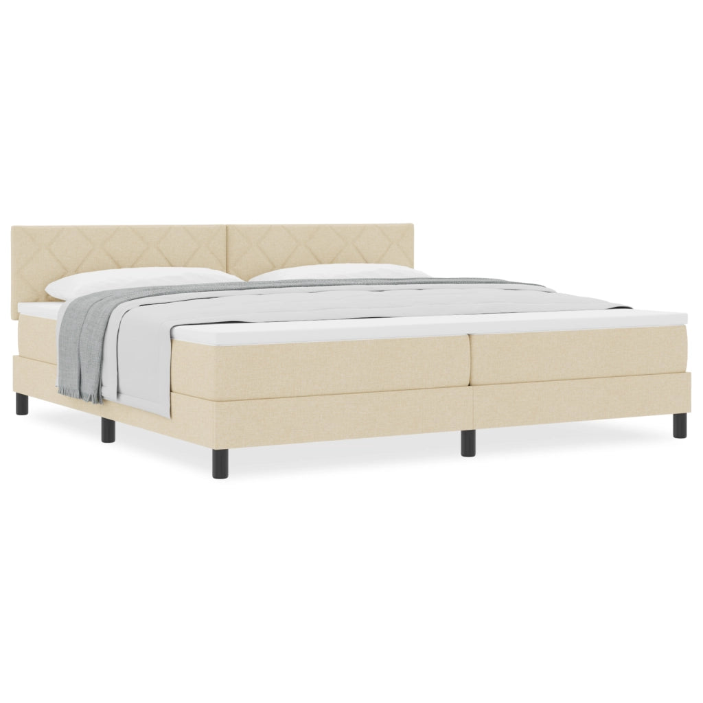 Letto con Box Spring e Materasso Crema 200x200 cm Tessuto