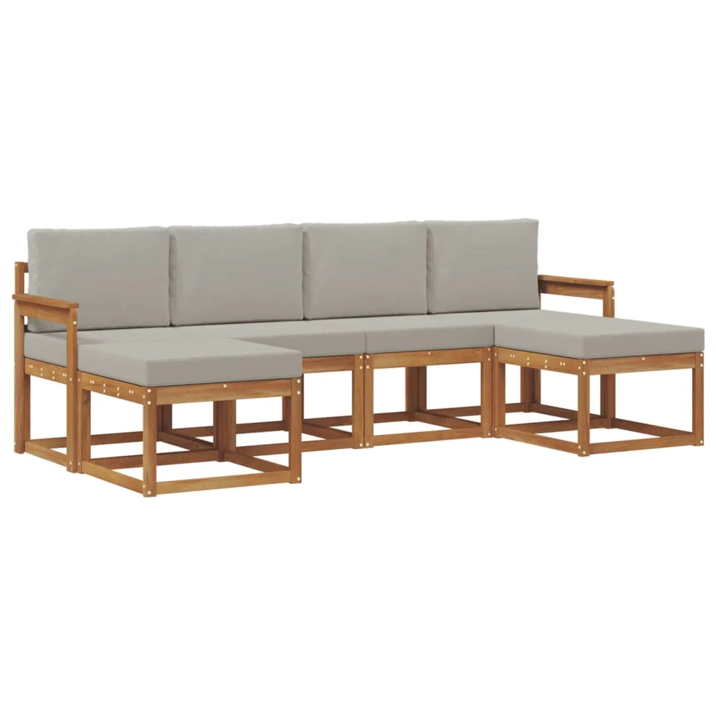 Set di divani da esterno 6 pcs Grigio Naturale e Chiaro 3366769