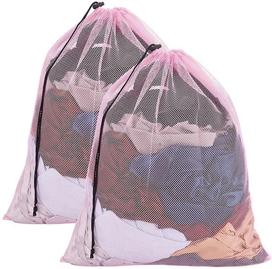 2 Set di Sacchetti a Rete con Cordoncino 62x49 cm