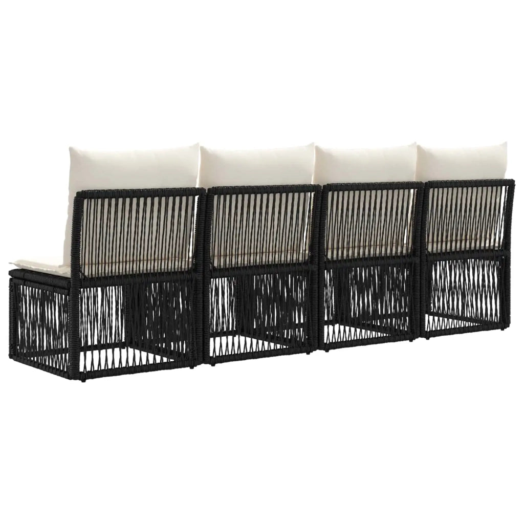 Divano a 4 posti 4 pz 4-Numero di posti Nero polyrattan 42026719