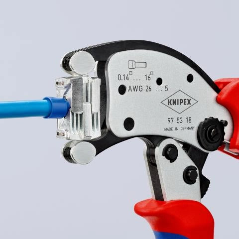 KNIPEX TWISTOR16 PINZA PER TERMINALI A BUSSOLA, CON REGOLAZIONE AUTOMATICA, CON TESTA DI CRIMPAGGIO GIREVOLE 