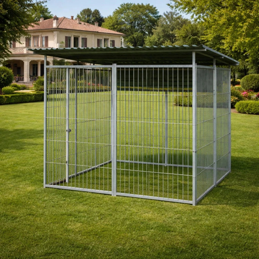 Box per cani da esterno coperto con zincatura elettrolitica da 200x200x altezza 180 cm