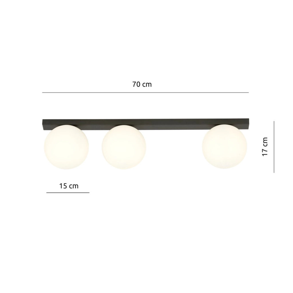 Lampada da soffitto FIT in acciaio nero opaco e vetro opalino